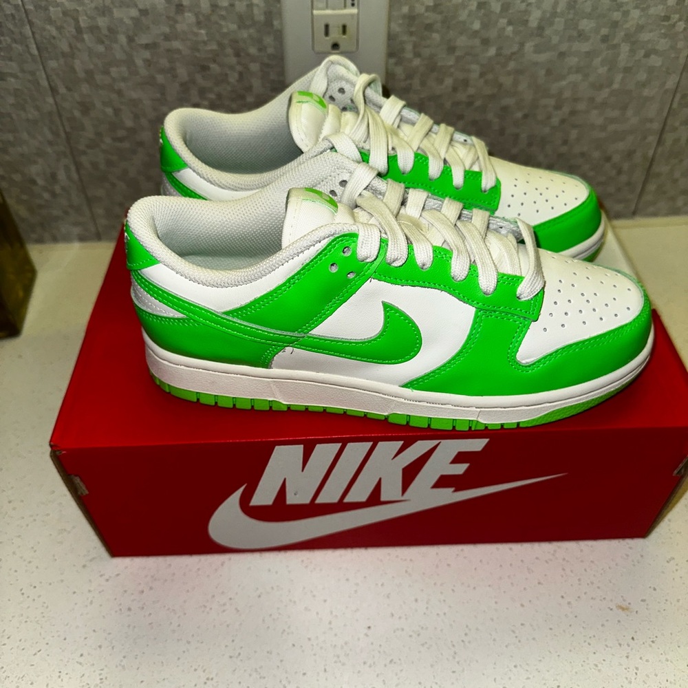 Nike Vibrant Green and White Low-Top Sneakers Woman’s Nike Dunk Low